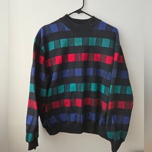 Vintage 80s Colorful Checkered Women's Sweater
